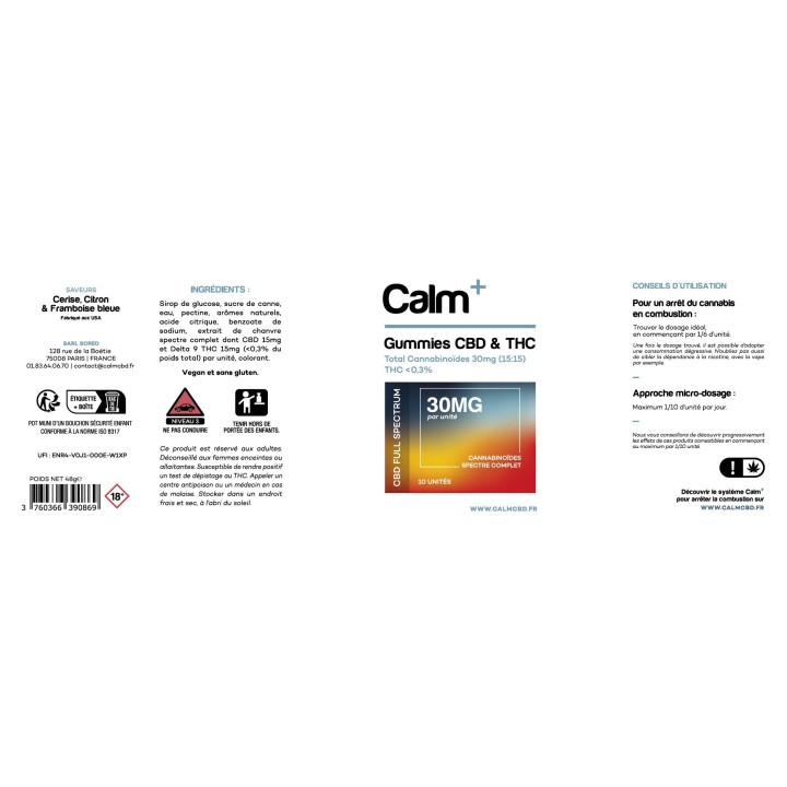 Gummies CBD 15/15 par Calm+  | FUU