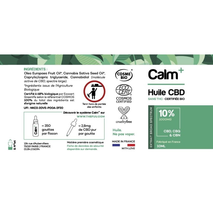 Huile CBD 10% | Calm+ | FUU