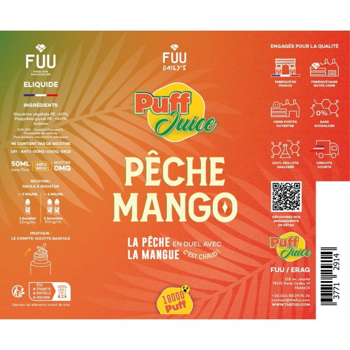 Pêche Mango | Puff Juice 50ml | FUU