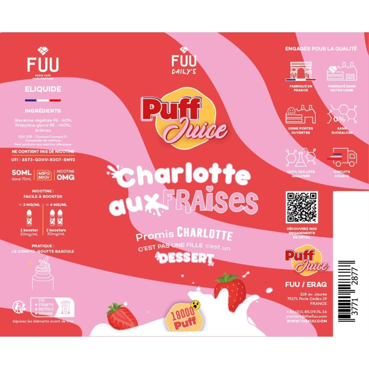 Charlotte aux Fraises | Puff Juice 50ml | FUU