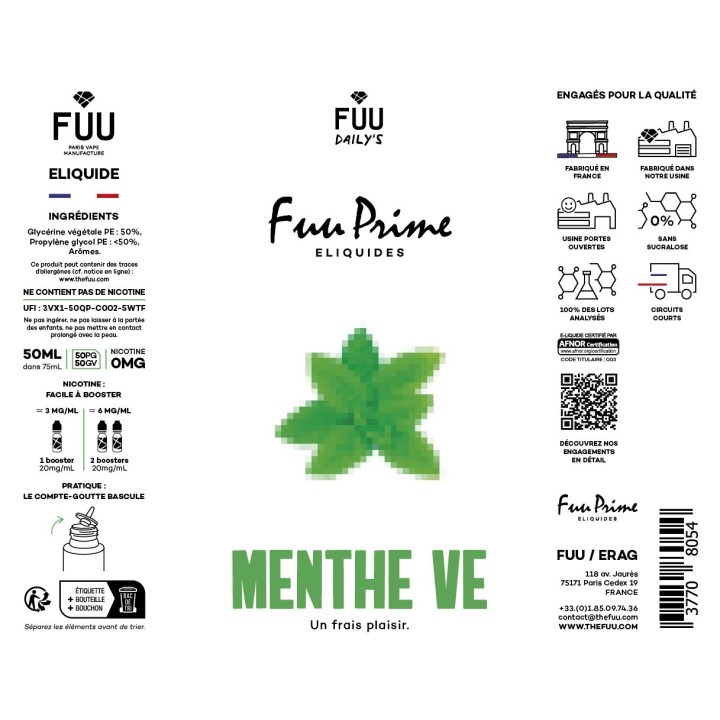 Menthe VE 50ml | FUU Prime