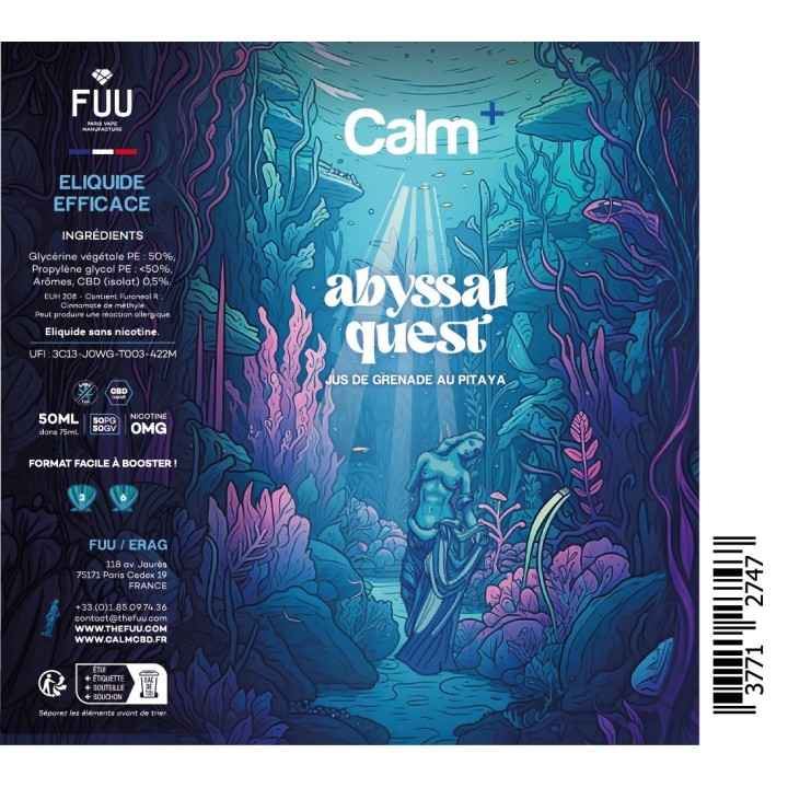 Calm+ Abyssal Quest e liquide au cbd format 50 dans 75 ml - arreter de fumer