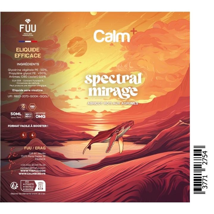 Calm+ Spectral Mirage eliquide au CBD format 50 dans 75 ml - arreter de fumer