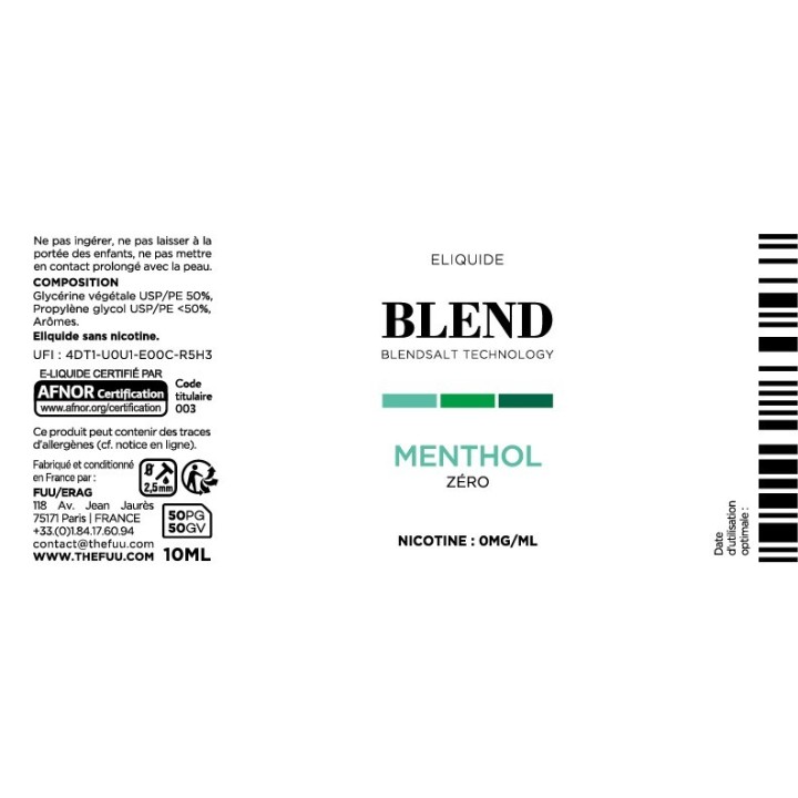 BLEND Zéro Menthol | Blendsalt Technology | FUU